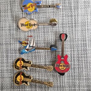 Lot Of 6 Hard Rock Cafe  Guitar Pins